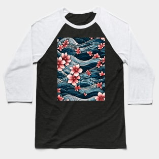 Cherry Blossoms and Kanagawa Wave Baseball T-Shirt